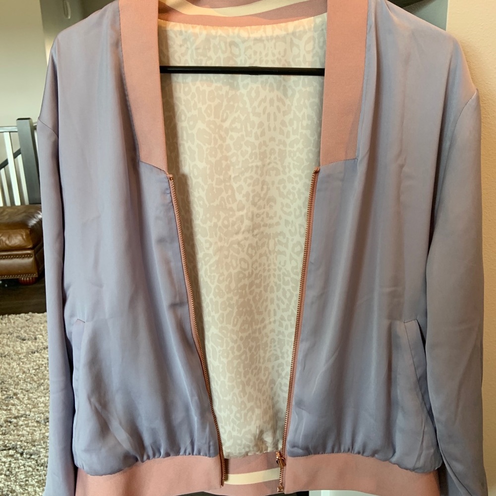 Stella & Dot Animal Blush Reversible Bomber Jacket